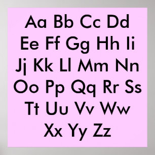 Alphabet chart Pale Pink
