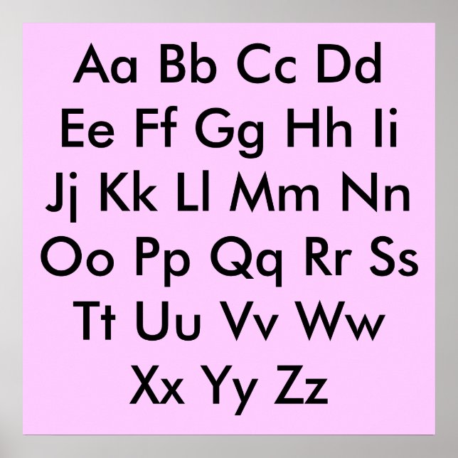 Alphabet chart Pale Pink (Front)