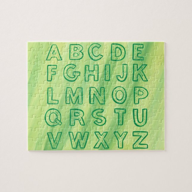 Alphabet Chart Upper Case Letters Puzzle Green (Horizontal)