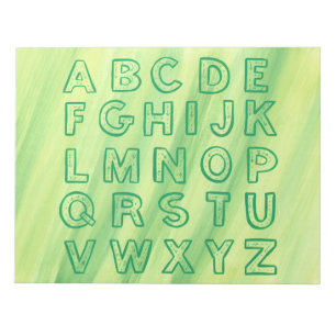 Alphabet Chart Upper Case Letters Yellow Green Notepad