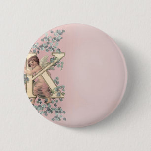 Alphabet Cherub 2 Inch Round Button