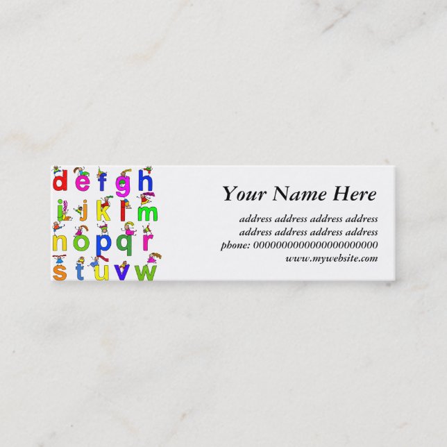 Alphabet Children Mini Business Card (Front)