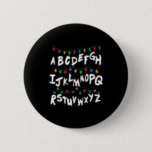 Alphabet Christmas Lights T Shirt Stranger Tee Gif 2 Inch Round Button