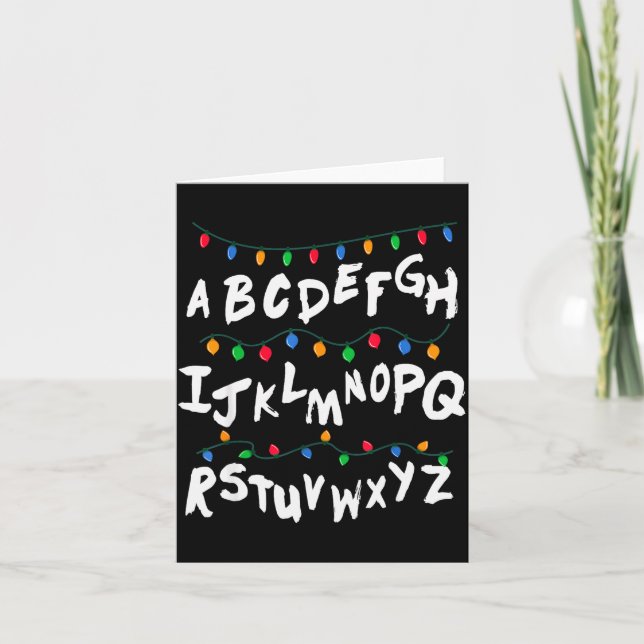 Alphabet Christmas Lights T Shirt Stranger Tee Gif Card (Front)