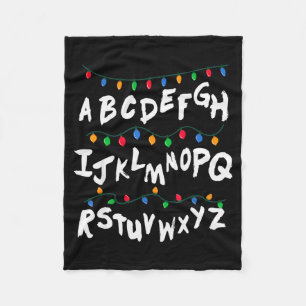 Alphabet Christmas Lights T Shirt Stranger Tee Gif Fleece Blanket