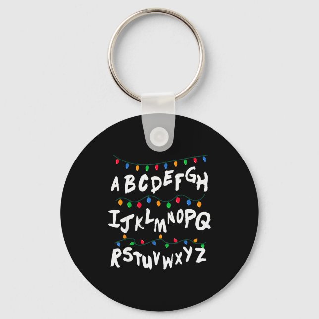 Alphabet Christmas Lights T Shirt Stranger Tee Gif Keychain (Front)