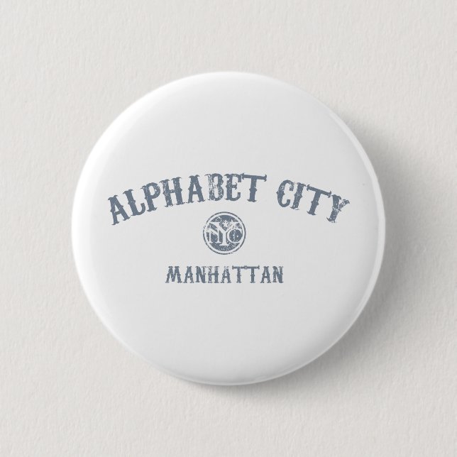 Alphabet City 2 Inch Round Button (Front)