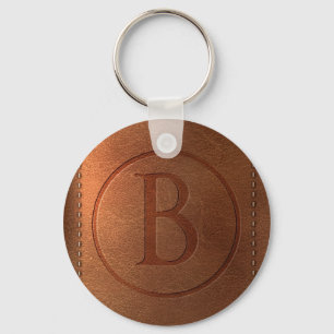 alphabet cuir lettre B Keychain