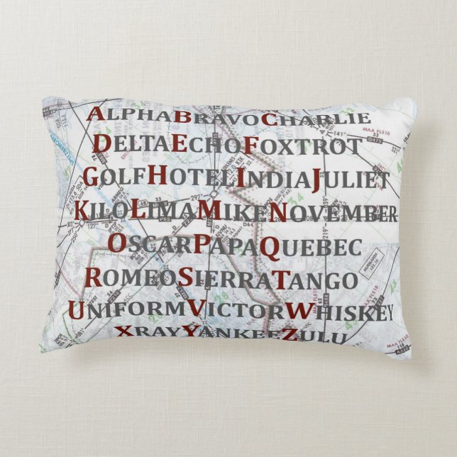 Alphabet d'aviation rouge et gris, coussin (Dos)