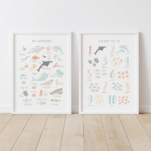 Alphabet de plage et chiffres Wall Art