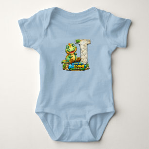 🦖💙 Alphabet Dino “J” Baby Jersey Bodysuit 👶✨