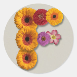 Alphabet F in Flowers Classic Round Sticker