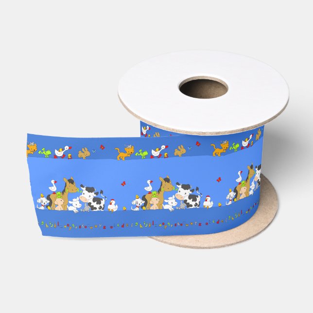 Alphabet Farm-Repeated Satin Ribbon (Spool)