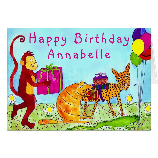 Alphabet Fiesta Birthday Card Personalize (Front Horizontal)