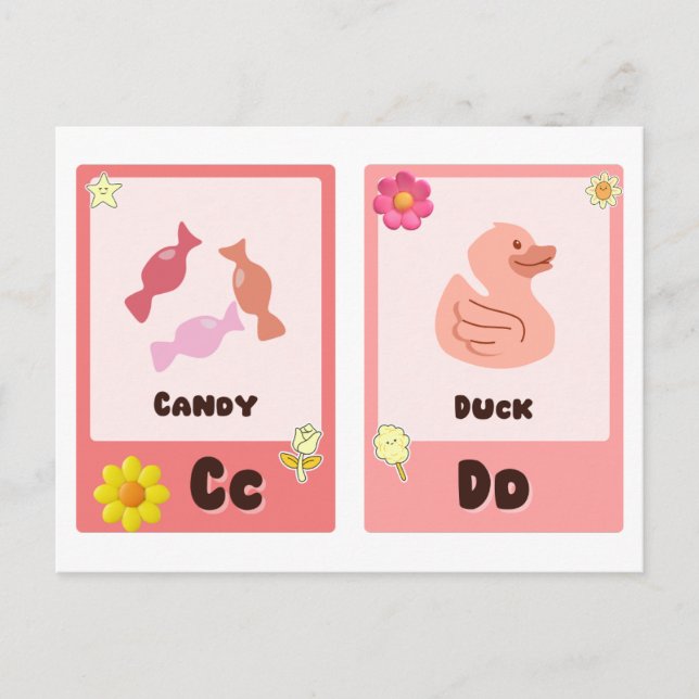 Alphabet Flashcards | ABC Educational Cards "C,D" (Front)