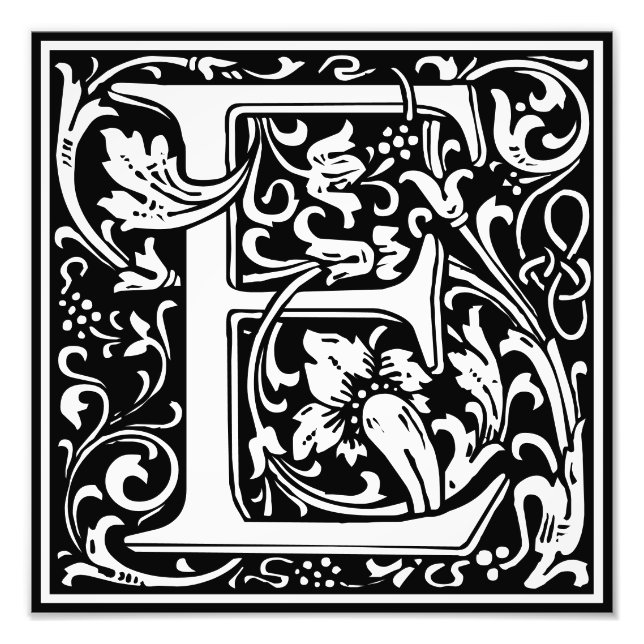 Alphabet floral Lettre monogramme E Photo Imprimer (Devant)