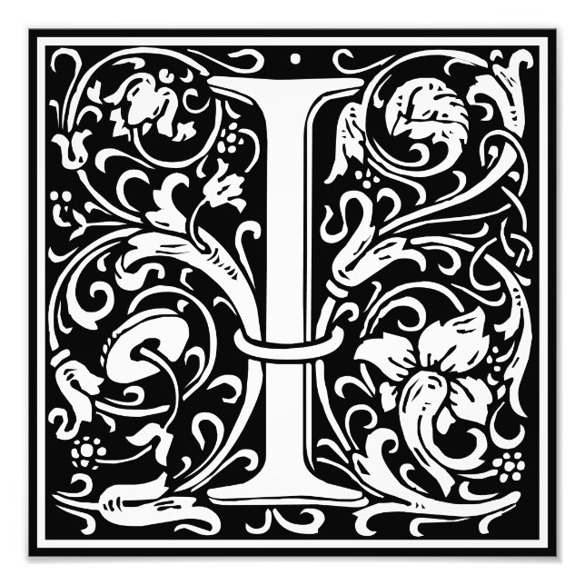 Alphabet Floral Lettre Monogramme I Impression pho (Devant)