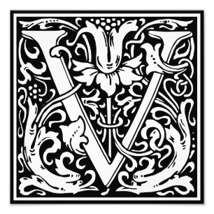 Alphabet Floral Lettre Monogramme V Photo Imprimer