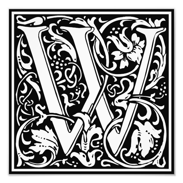 Alphabet floral Lettre monogramme W Photo Imprimer (Devant)