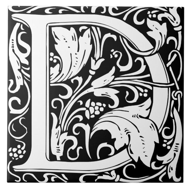 Alphabet floral Monogramme Lettre D Carreau (Devant)