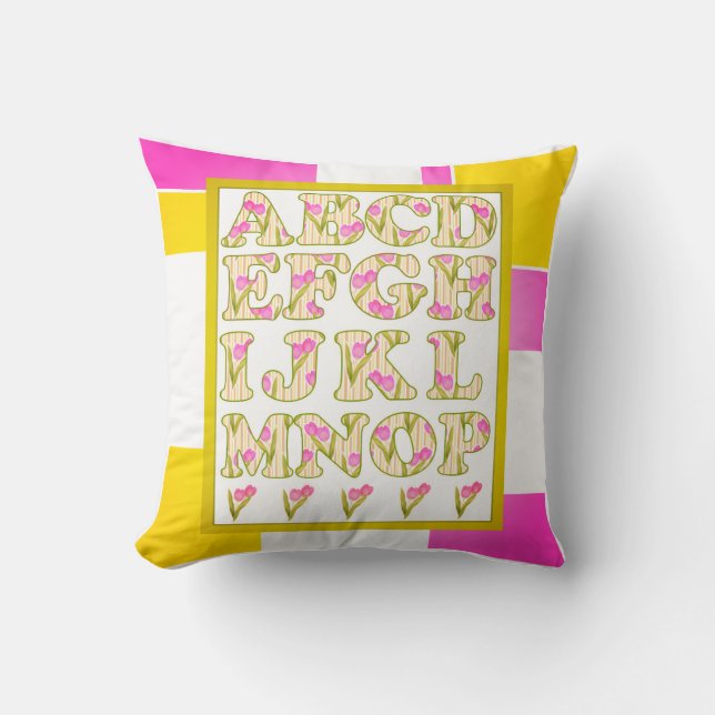 Alphabet for kids, learn the alphabet, ABC Throw Pillow (Front)