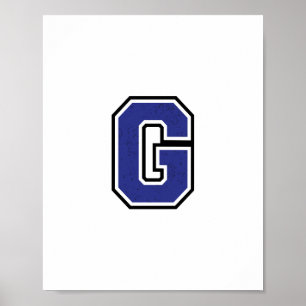Alphabet G in Blue Colour Poster