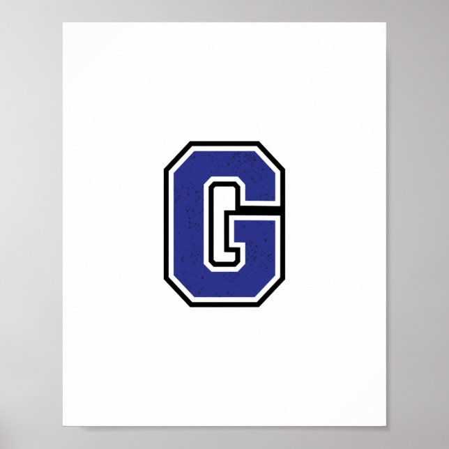 Alphabet G in Blue Colour Poster (Front)
