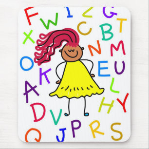 Alphabet Girl Mouse Pad