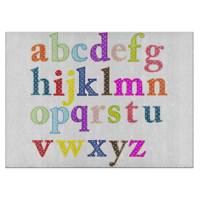 Alphabet Glass Cutting Board (Front)