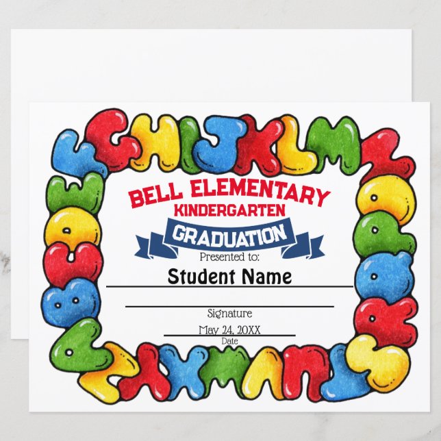 Alphabet Graduation Certificate (Front/Back)