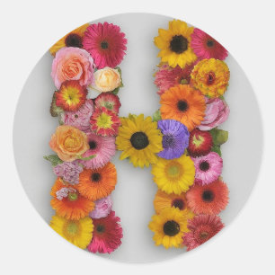 Alphabet H in Flowers Classic Round Sticker