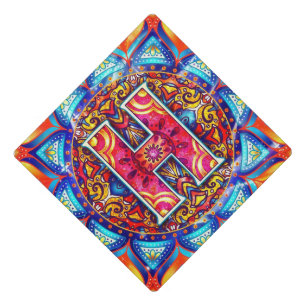 Alphabet H mandala Graduation Cap Topper