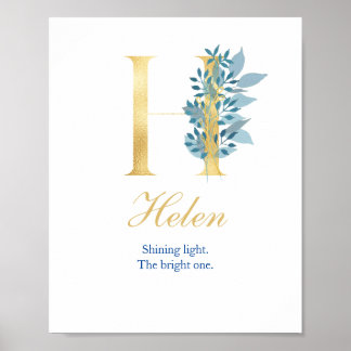 Alphabet H Print Initial Name Meaning Poster