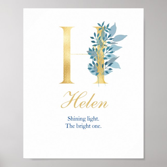 Alphabet H Print Initial Name Meaning Poster (Front)