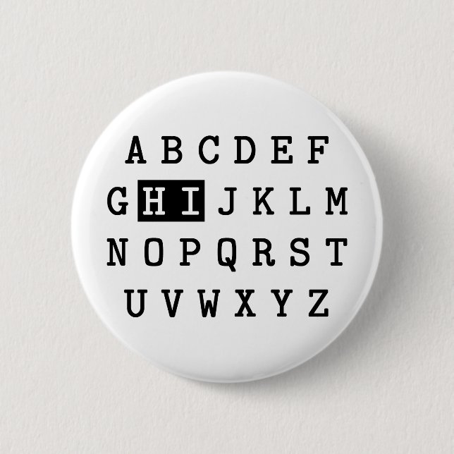 Alphabet Hi 2 Inch Round Button (Front)