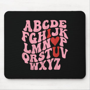 Alphabet I Love You Valentines Day Heart Teacher K Mouse Pad