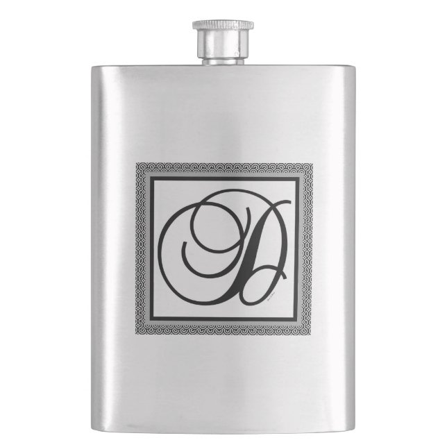 ALPHABET INITIAL D MONOGRAM HIP FLASK (Front)