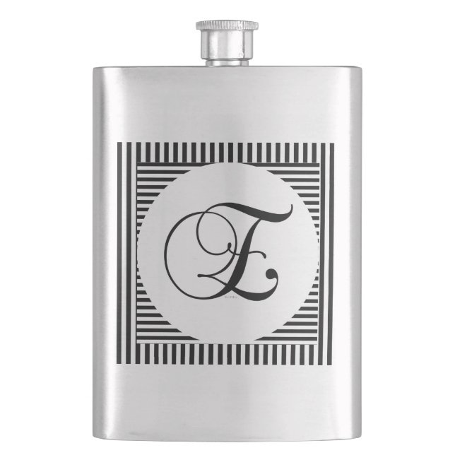 ALPHABET INITIAL E MONOGRAM HIP FLASK (Front)