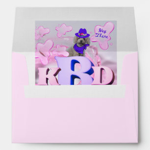 Alphabet Initials Poodle Pink Envelopes