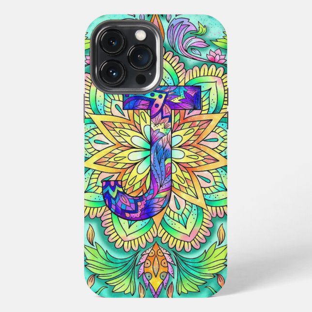 Alphabet J mandala  iPhone Case (Back)