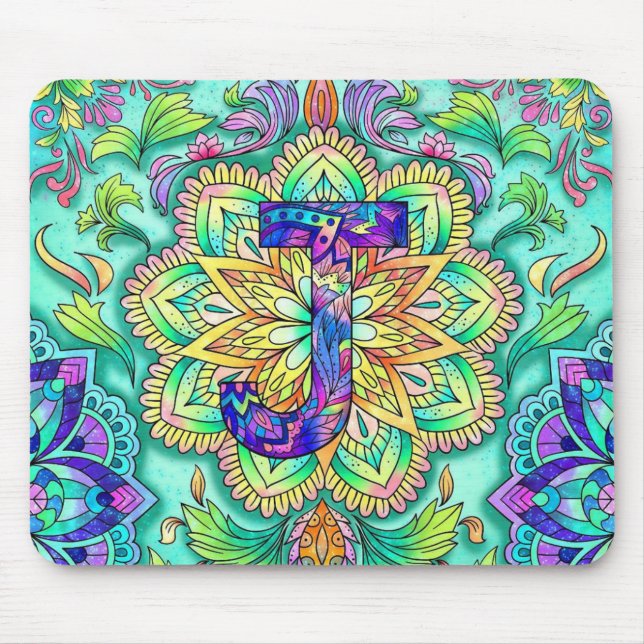 Alphabet J mandala Mouse Pad (Front)