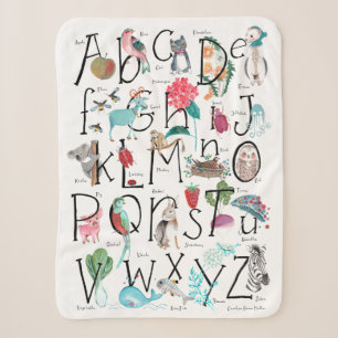 Alphabet kids ABC Illustration   Sherpa Blanket