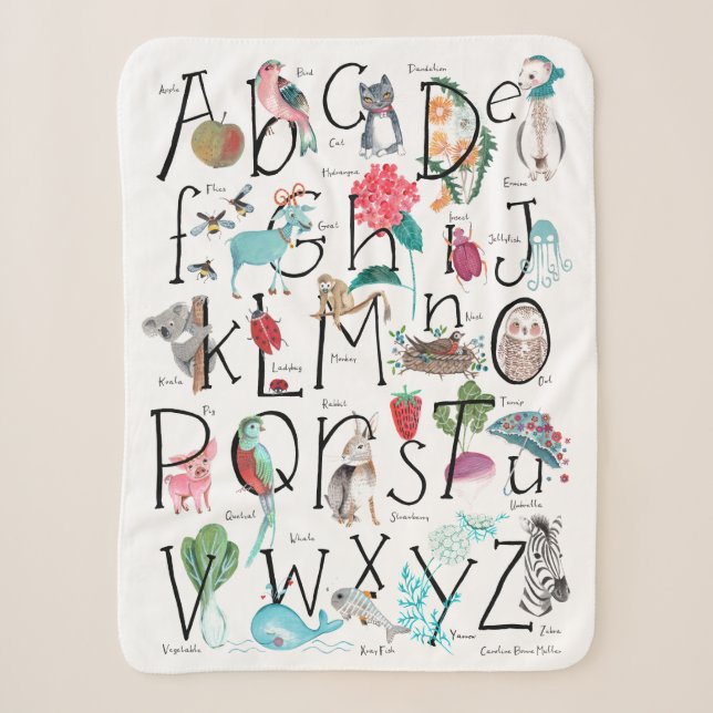 Alphabet kids ABC Illustration | Sherpa Blanket (Front)
