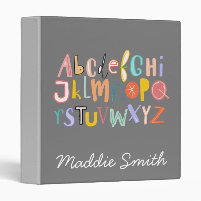 Alphabet kids cool typography binder (Front/Spine)