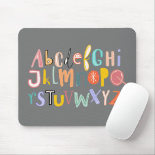 Alphabet kids cool typography mouse pad