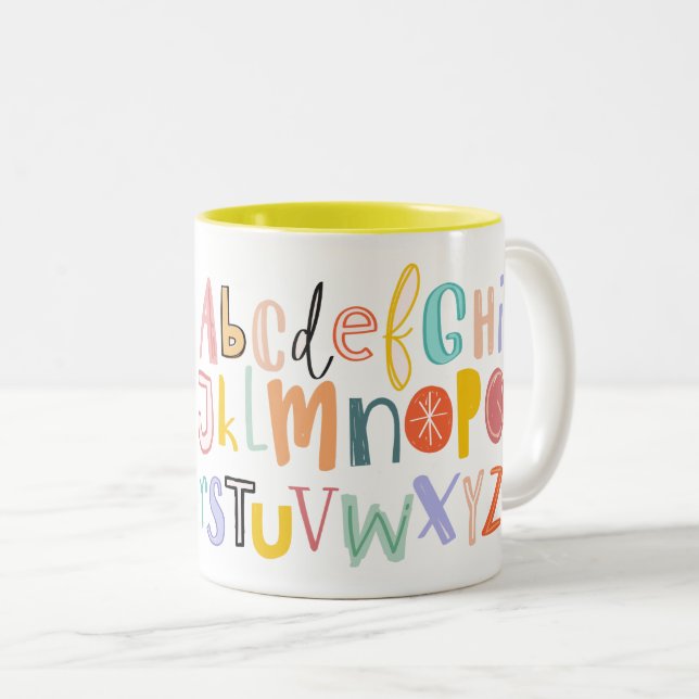 Alphabet kids cool typography Two-Tone coffee mug (Front Right)
