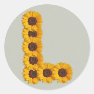 Alphabet L in Flowers Classic Round Sticker