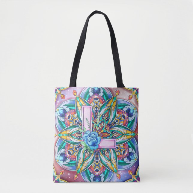 Alphabet L mandala Tote Bag (Front)