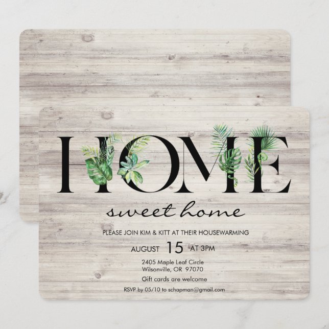 Alphabet Leaf Home Housewarming Invitation (Front/Back)