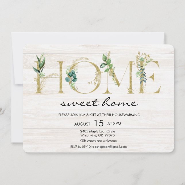 Alphabet Leaf Housewarming Invitation (Front)